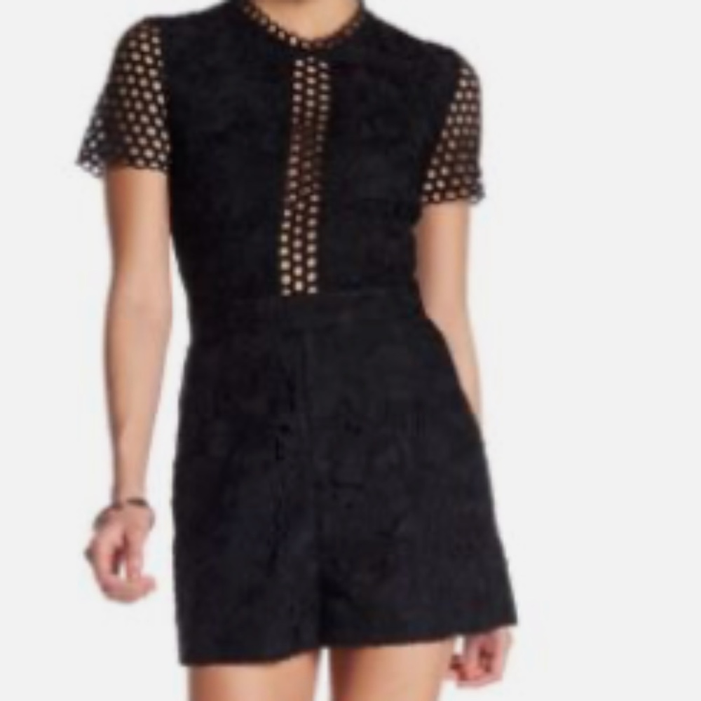 Ted Baker Black sheer lace playsuit romper - Size 2